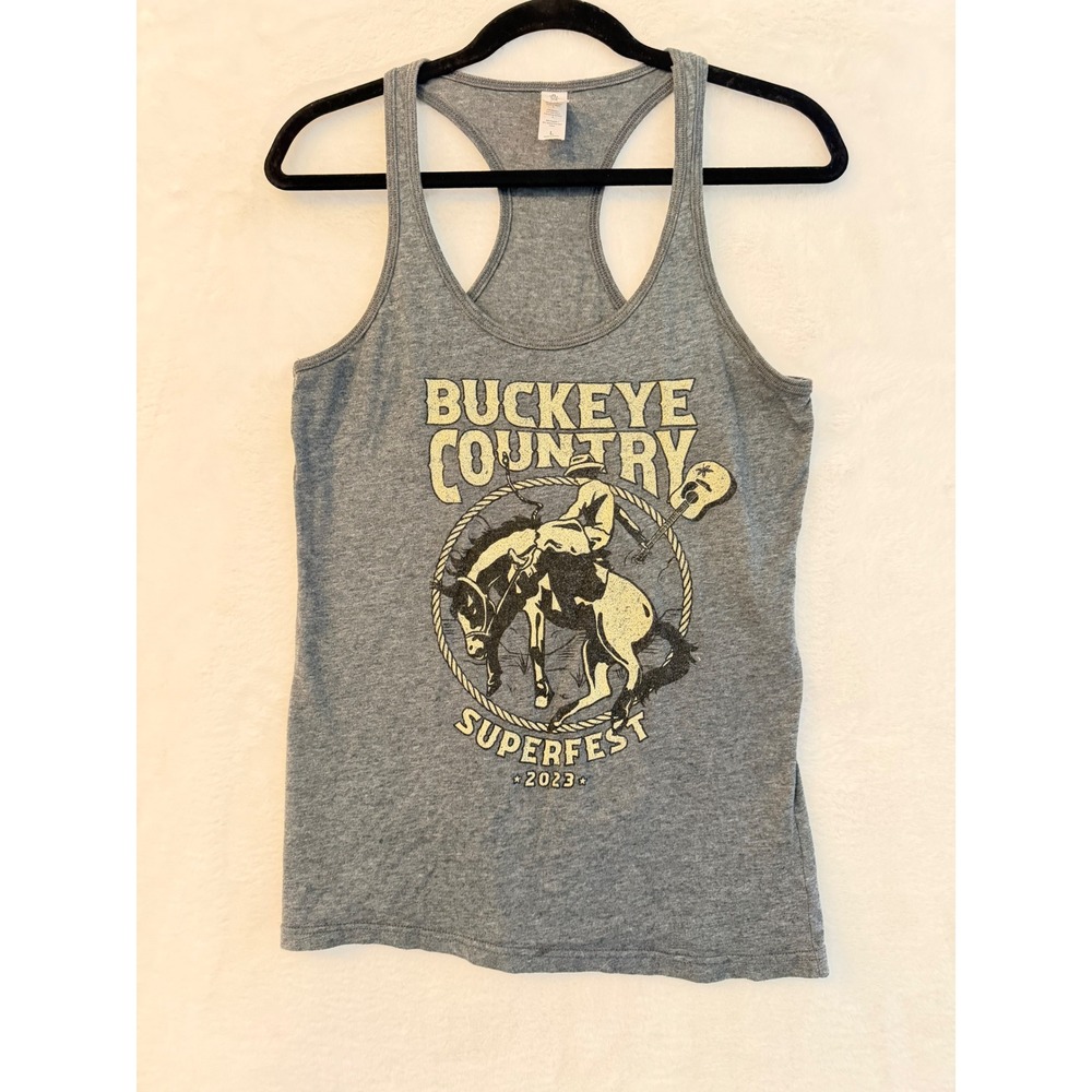 Tultex Buckeye Country Superfest 2023 Tank Top Womens Large Gray Rodeo Graphic